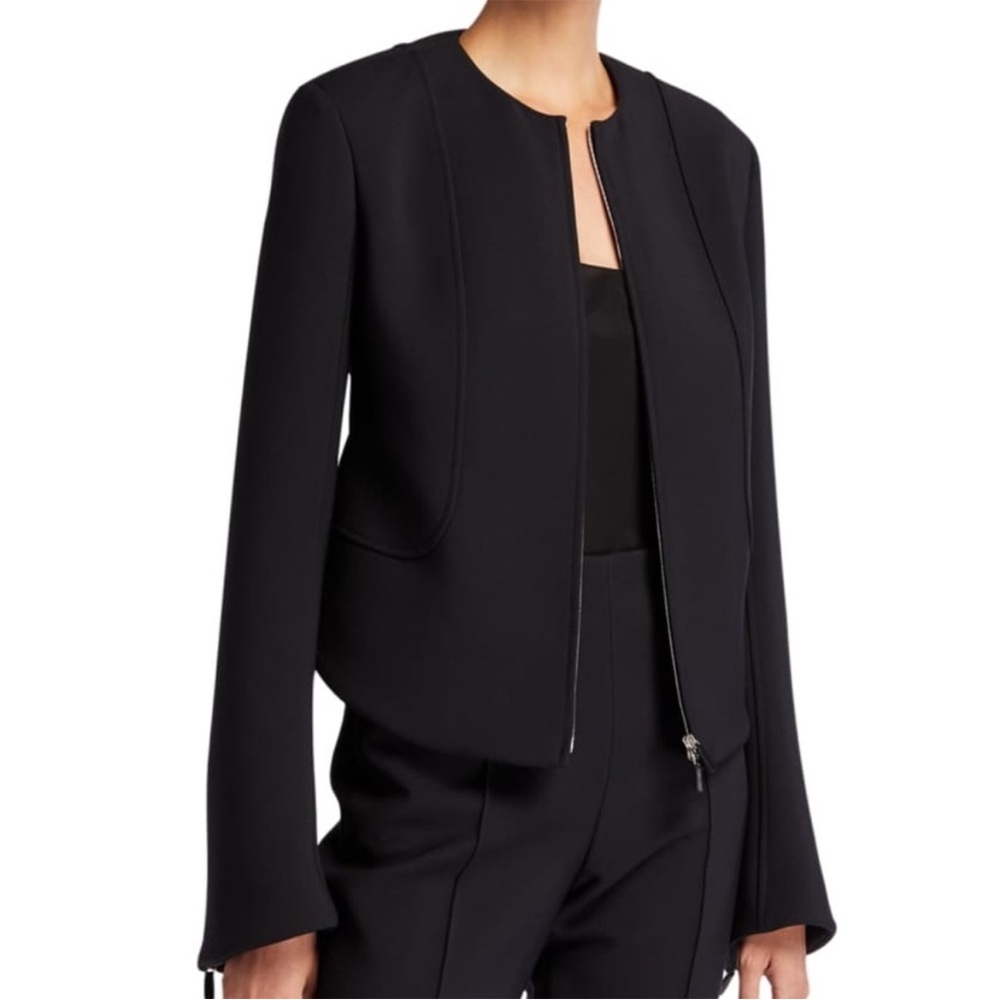 THE ROW Black SAORI Full Zip Silk Scuba Technical Stretch Jacket NEW NWT 14